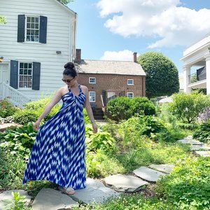 Calvin Klein Blue and White Maxi Dress Size 4